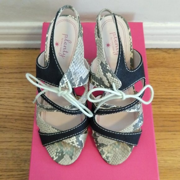 Plenty by Tracy Reese "Annie" Leather and Canvas Sandals - Size 38 (US 8) - Picture 2 of 12